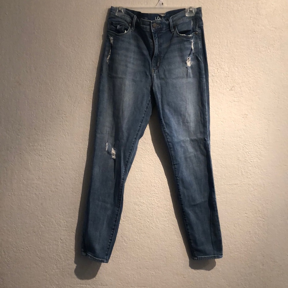 High waisted distressed jeans from Loft size 29/8